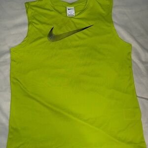 Nike Neon Lime Sleeveless Athletic Tank with Black Swoosh